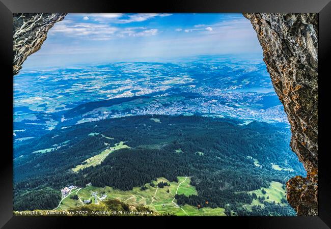 Dragon Trail View View Mount Pilatus Lucerne Switzerland Framed Print by William Perry