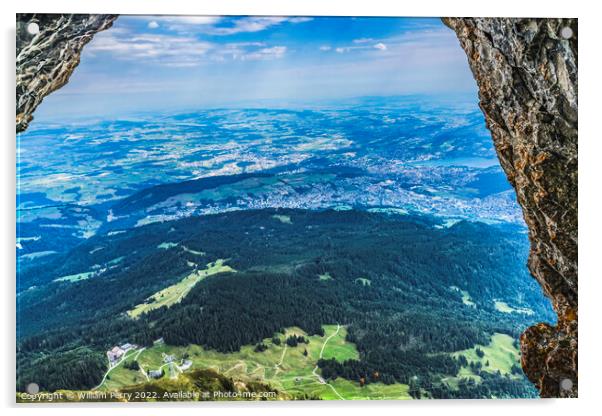 Dragon Trail View View Mount Pilatus Lucerne Switzerland Acrylic by William Perry