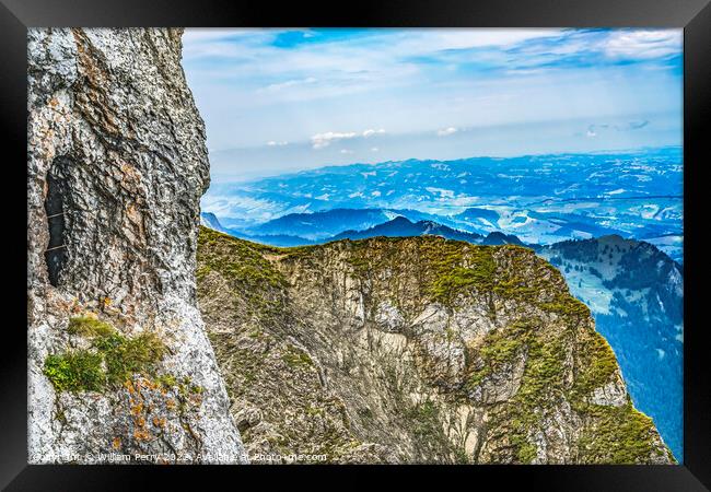 Dragon Trail Rock Cliff Mount Pilatus Lucerne Switzerland Framed Print by William Perry
