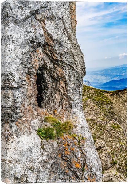Dragon Trail Rock Cliff Mount Pilatus Lucerne Switzerland Canvas Print by William Perry