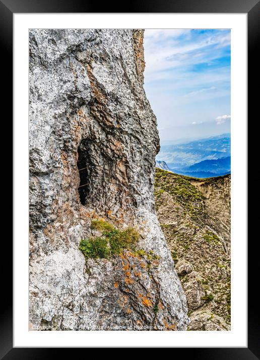 Dragon Trail Rock Cliff Mount Pilatus Lucerne Switzerland Framed Mounted Print by William Perry