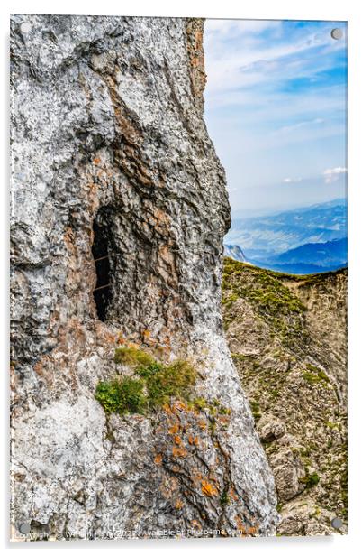 Dragon Trail Rock Cliff Mount Pilatus Lucerne Switzerland Acrylic by William Perry