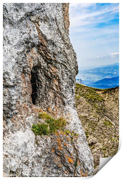 Dragon Trail Rock Cliff Mount Pilatus Lucerne Switzerland Print by William Perry
