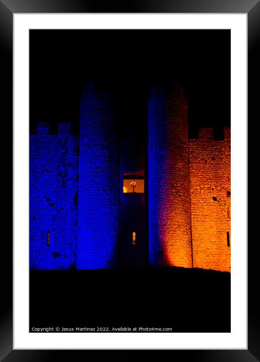 Mystical Medieval Castle at Night Framed Mounted Print by Jesus Martínez