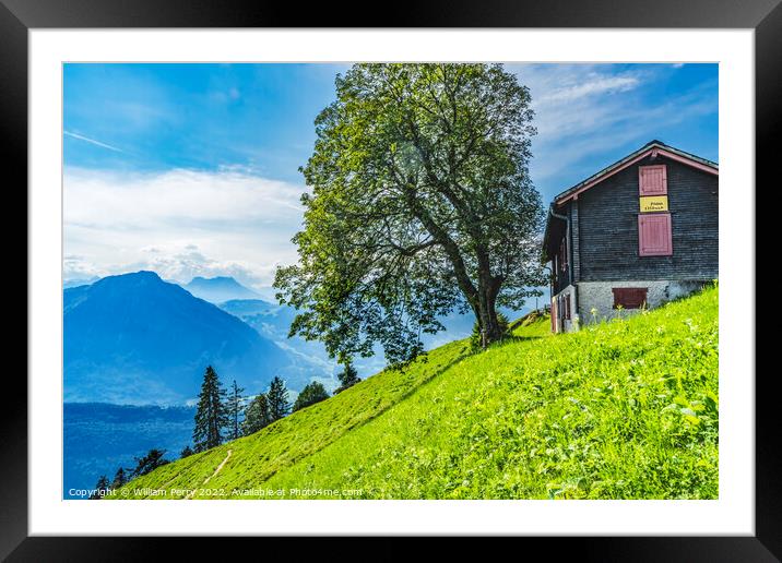 House Alps Climbing Mount Pilatus Lucerne Switzerland Framed Mounted Print by William Perry