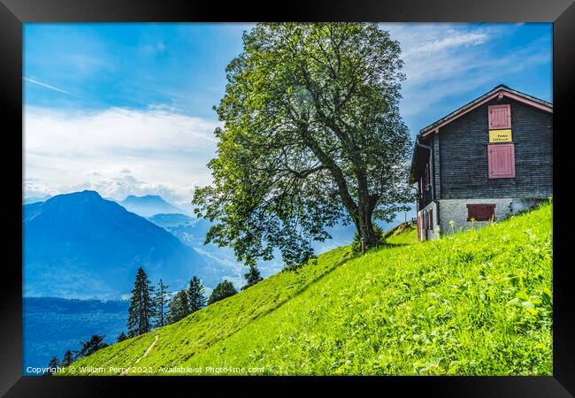 House Alps Climbing Mount Pilatus Lucerne Switzerland Framed Print by William Perry