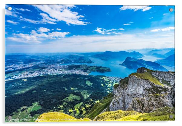 Cliff Mount Pilatus Lake Lucerne Switzerland Acrylic by William Perry