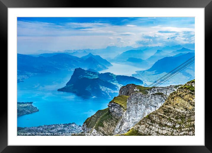 Cliff Mount Pilatus Lake Lucerne Switzerland Framed Mounted Print by William Perry