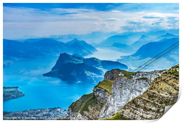 Cliff Mount Pilatus Lake Lucerne Switzerland Print by William Perry