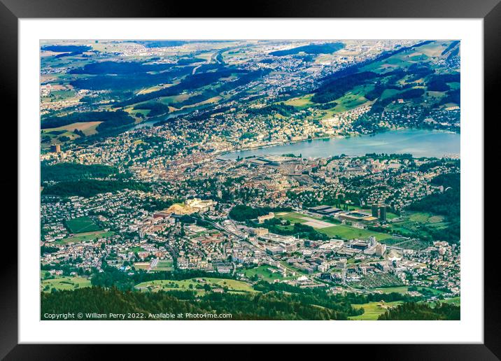 Inner Harbor Mount Pilatus Lake Lucerne Switzerland Framed Mounted Print by William Perry
