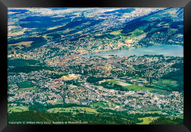 Inner Harbor Mount Pilatus Lake Lucerne Switzerland Framed Print by William Perry
