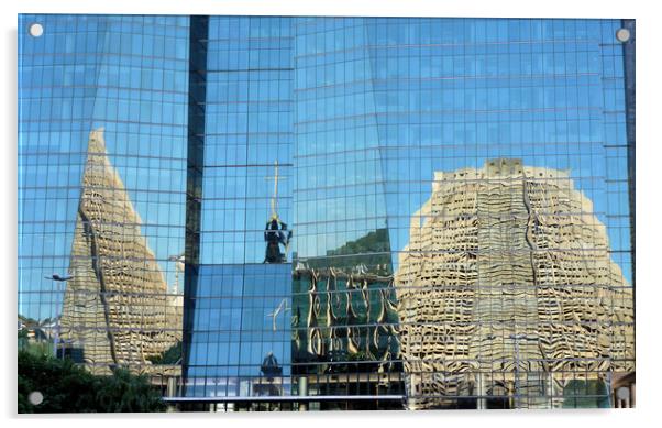 Reflections Cathedral of Sebastion - Rio de Janeir Acrylic by Mervyn Tyndall