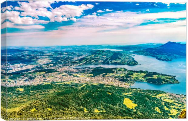 Cliff Inner Harbor Mount Pilatus Lake Lucerne Switzerland Canvas Print by William Perry