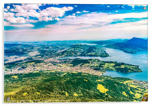 Cliff Inner Harbor Mount Pilatus Lake Lucerne Switzerland Acrylic by William Perry