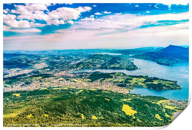 Cliff Inner Harbor Mount Pilatus Lake Lucerne Switzerland Print by William Perry