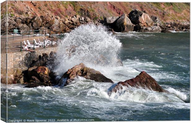 Rough sea at Ansteys Cove Canvas Print by Rosie Spooner