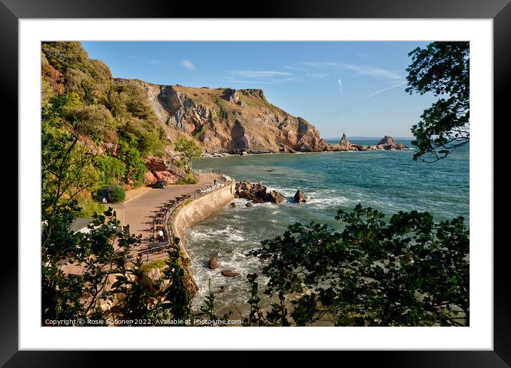 A view through the trees early morning at Anstey's Cove in Torquay Framed Mounted Print by Rosie Spooner