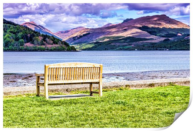 A Bench By The Loch Print by Valerie Paterson