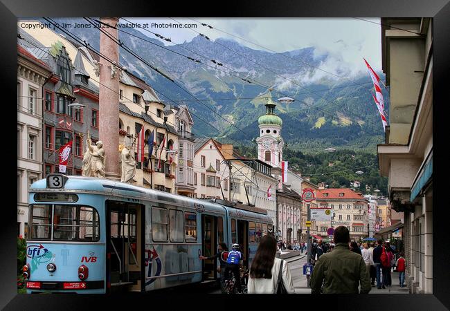 Innsbruck street scene Framed Print by Jim Jones