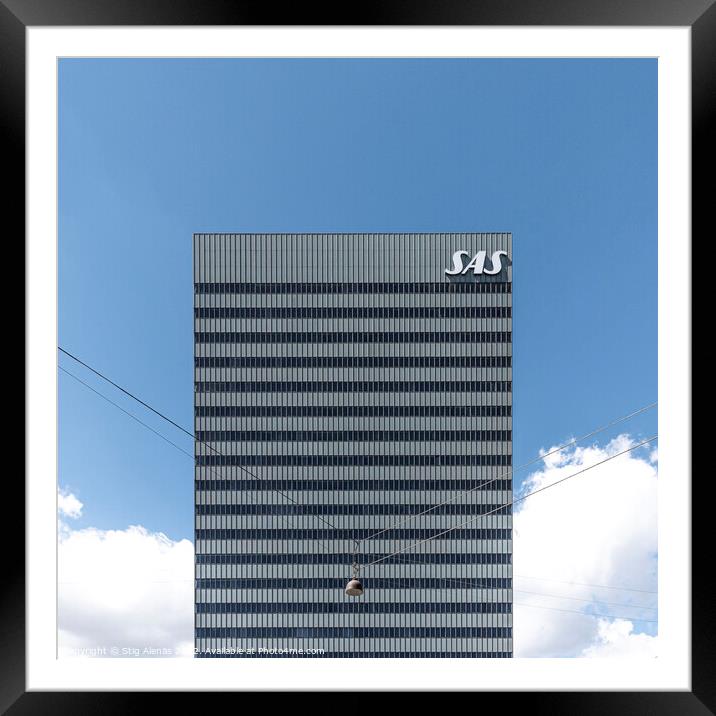 SAS Radisson hotel in Copenhagen against the blue sky Framed Mounted Print by Stig Alenäs