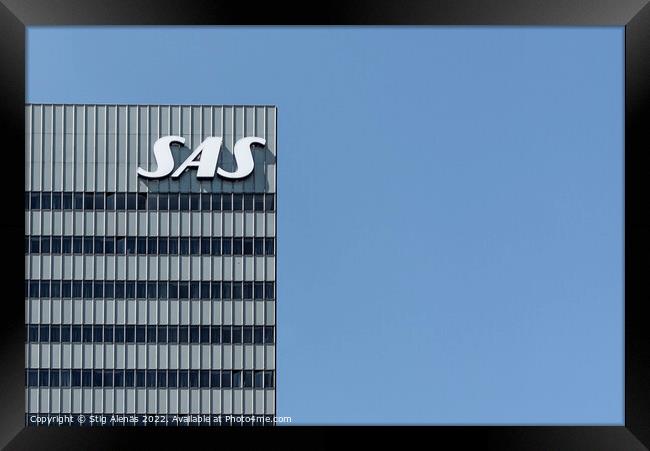 SAS Radisson hotel and logo in Copenhagen against the blue sky Framed Print by Stig Alenäs