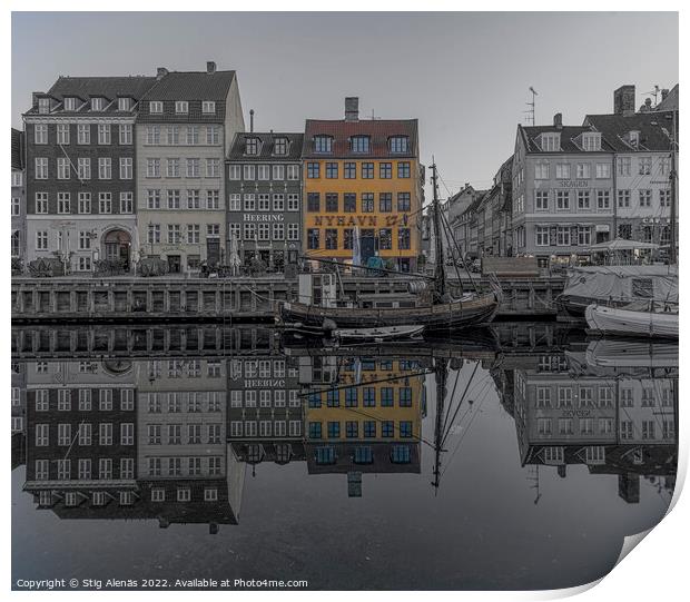 Nyhavn 17 is a famous yellow house at the Nyhavn canal in Copenh Print by Stig Alenäs