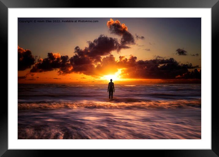 Iron Sentinel at Crosby Beach Dusk Framed Mounted Print by Kevin Elias