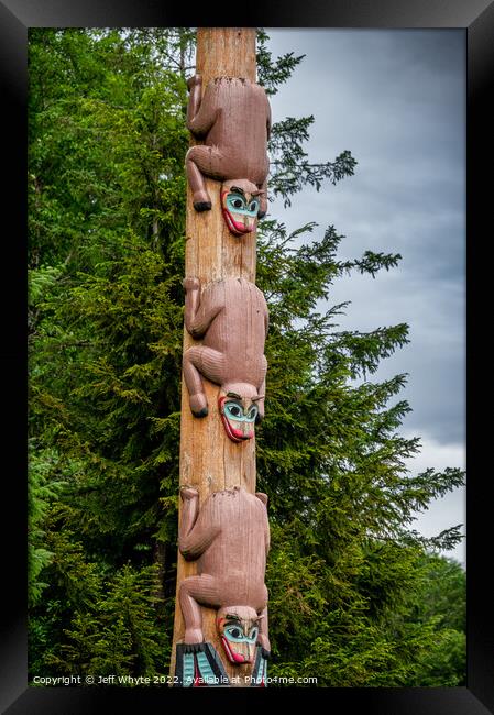 Tlinget totem poles, Saxman Framed Print by Jeff Whyte