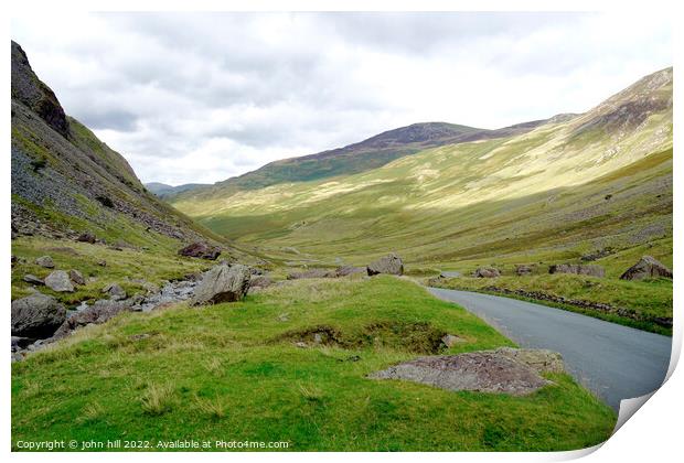 Honister pass and robinson mountain, Lake district Print by john hill