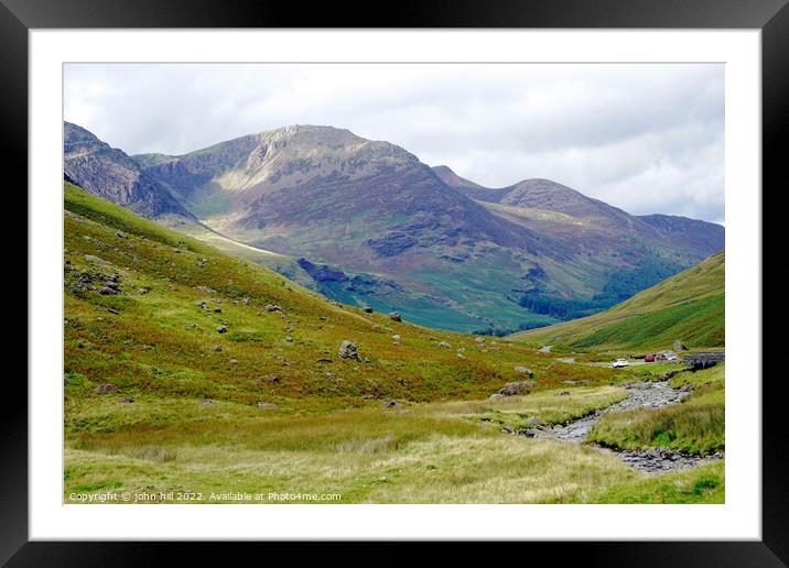 Honister Pass view of High Stile and Red Pike Cumbria Framed Mounted Print by john hill