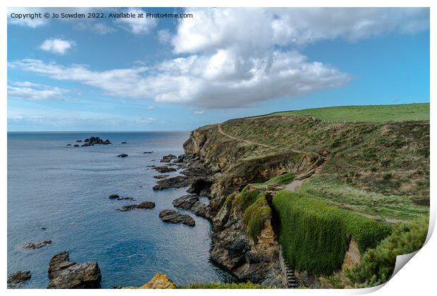 South West Coast Path, the Lizard, Cornwall Print by Jo Sowden