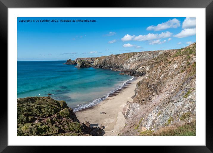 Pentreath Beach, Cornwall Framed Mounted Print by Jo Sowden