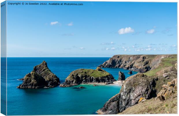 Kynance Cove, Cornwall Canvas Print by Jo Sowden