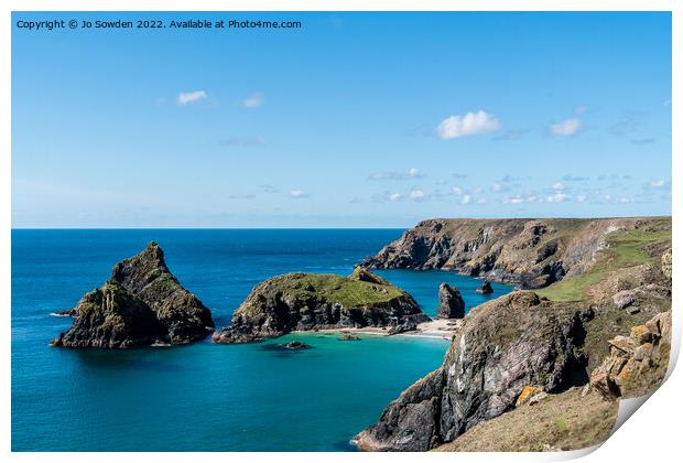 Kynance Cove, Cornwall Print by Jo Sowden