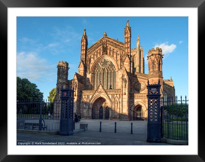 Hereford Cathedral at Sunset Framed Mounted Print by Mark Sunderland