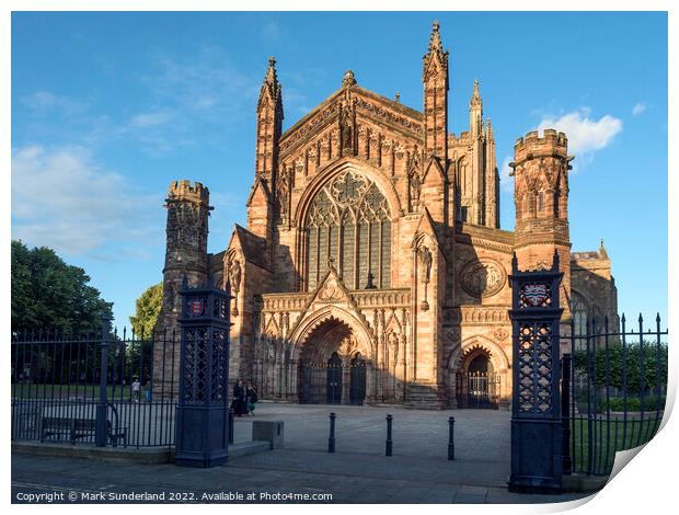 Hereford Cathedral at Sunset Print by Mark Sunderland