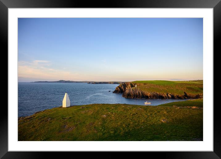 Porthgain Harbour Markers at Sunset, Pembrokeshire Framed Mounted Print by Tracey Turner