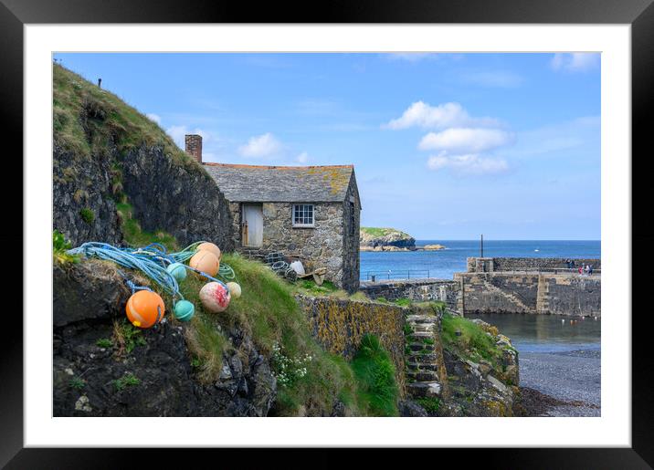 The Old Cottage at Mullion Harbour in Cornwall Framed Mounted Print by Tracey Turner