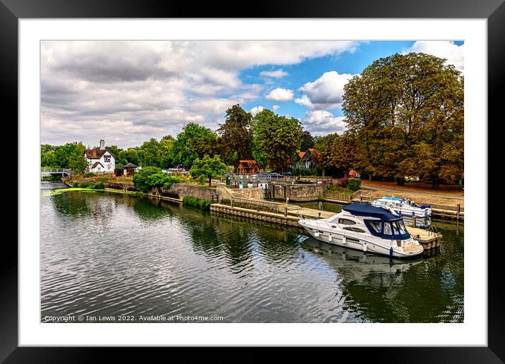 Moored By The Lock At Goring Framed Mounted Print by Ian Lewis