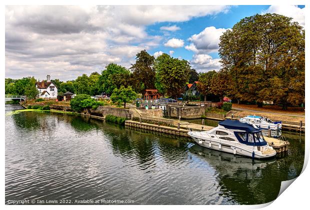 Moored By The Lock At Goring Print by Ian Lewis