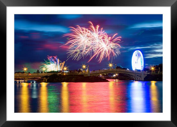 Firework Display Framed Mounted Print by Roger Green
