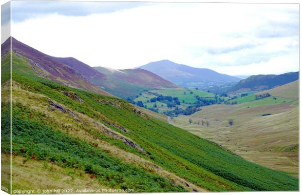 Newlands valley and Skiddaw, Lake district, Cumbria. Canvas Print by john hill