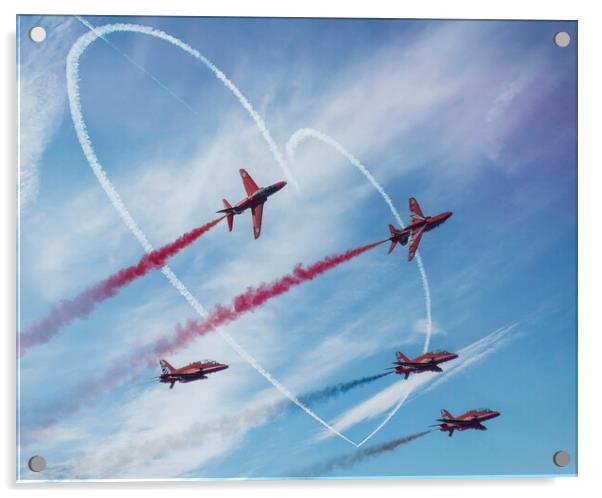 Red arrows, in the Heart of Cornwall Acrylic by kathy white
