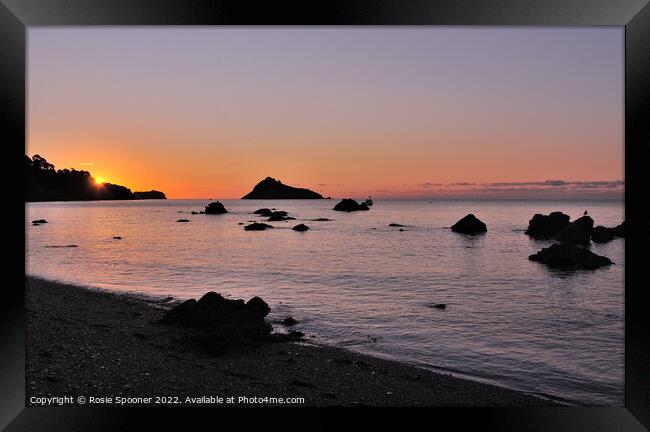 Sunrise at Meadfoot Beach  Framed Print by Rosie Spooner