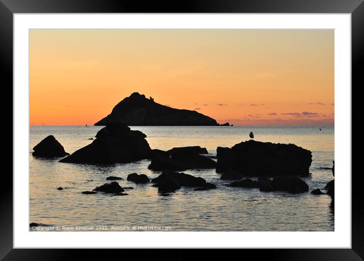 Sunrise view of Thatcher Rock  Framed Mounted Print by Rosie Spooner