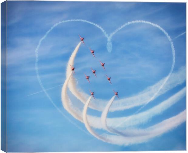 The Heart of the Red arrows Canvas Print by kathy white