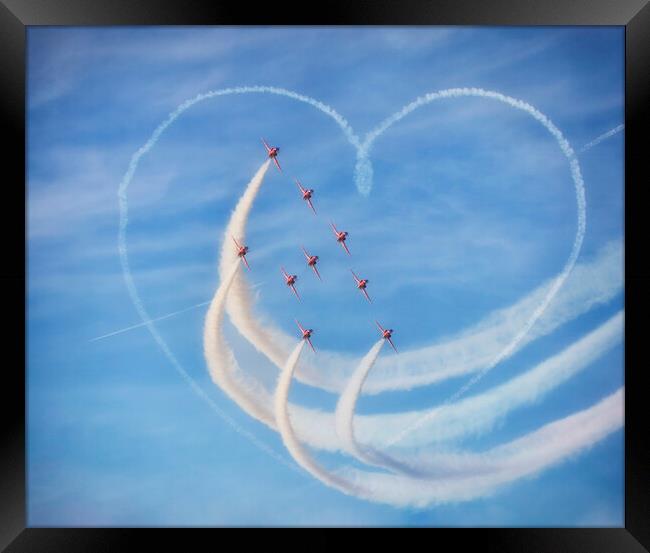 The Heart of the Red arrows Framed Print by kathy white
