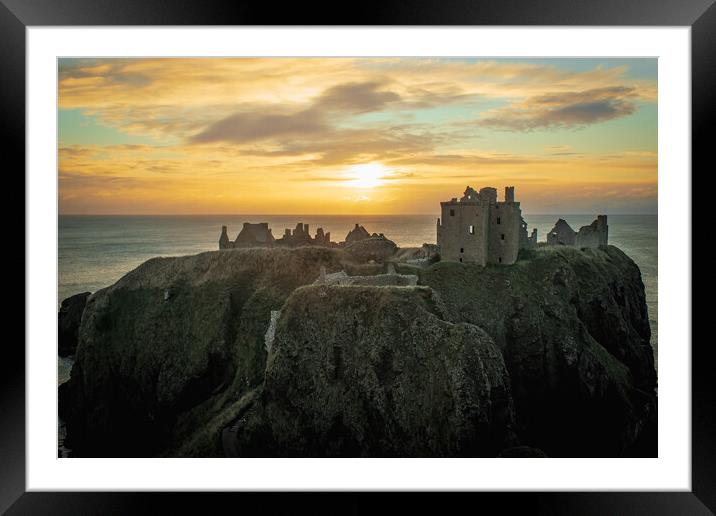 Majestic Sunrise over Historical Dunnottar Castle Framed Mounted Print by DAVID FRANCIS