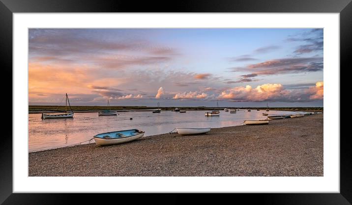 Reflected colours of sunset - Burnham Overy Staithe  Framed Mounted Print by Gary Pearson
