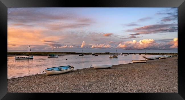 Reflected colours of sunset - Burnham Overy Staithe  Framed Print by Gary Pearson